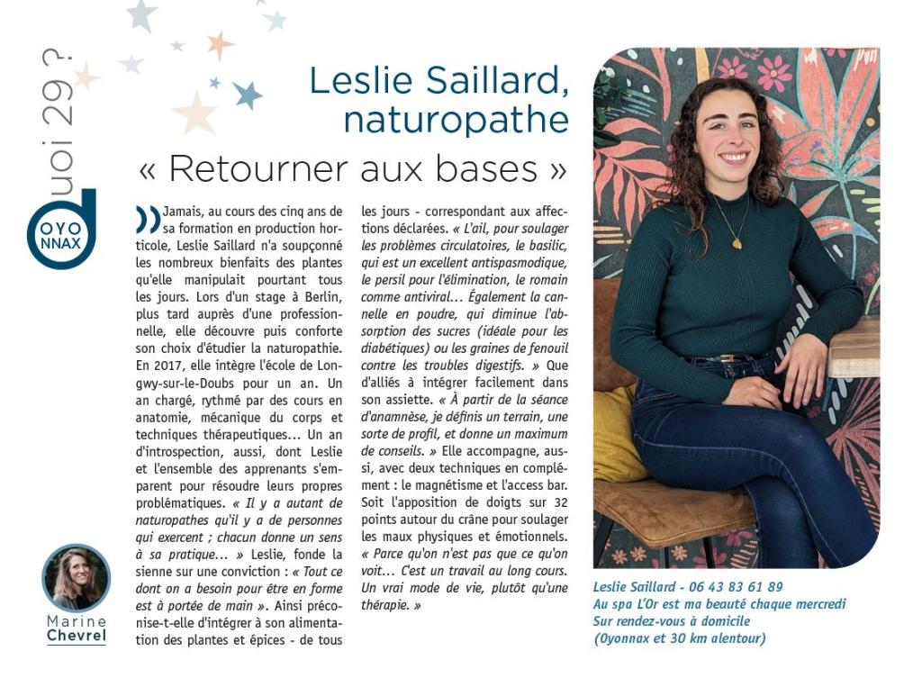 Photo numéro 1 de la galerie de Leslie Saillard : Naturopathe à Oyonnax. Prendre RDV