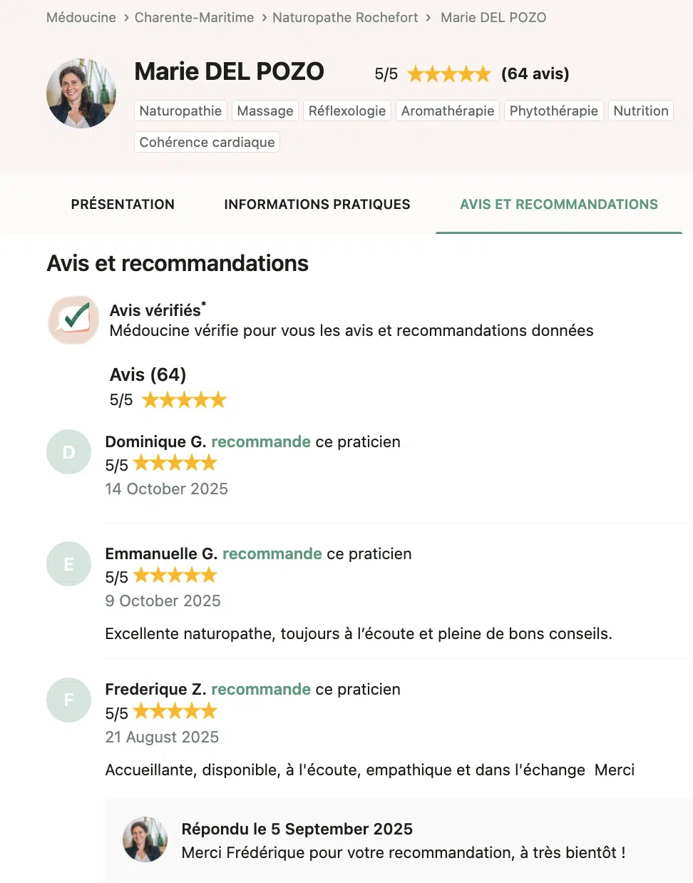 Photo numéro 8 de la galerie de Marie Del Pozo : Naturopathe à Rochefort. Prendre RDV