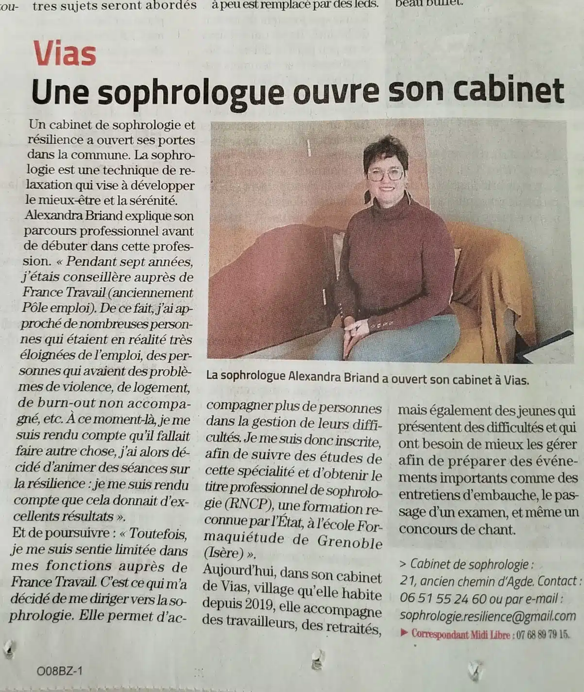 Photo numéro 2 de la galerie de Alexandra Briand : Sophrologue à Vias. Prendre RDV