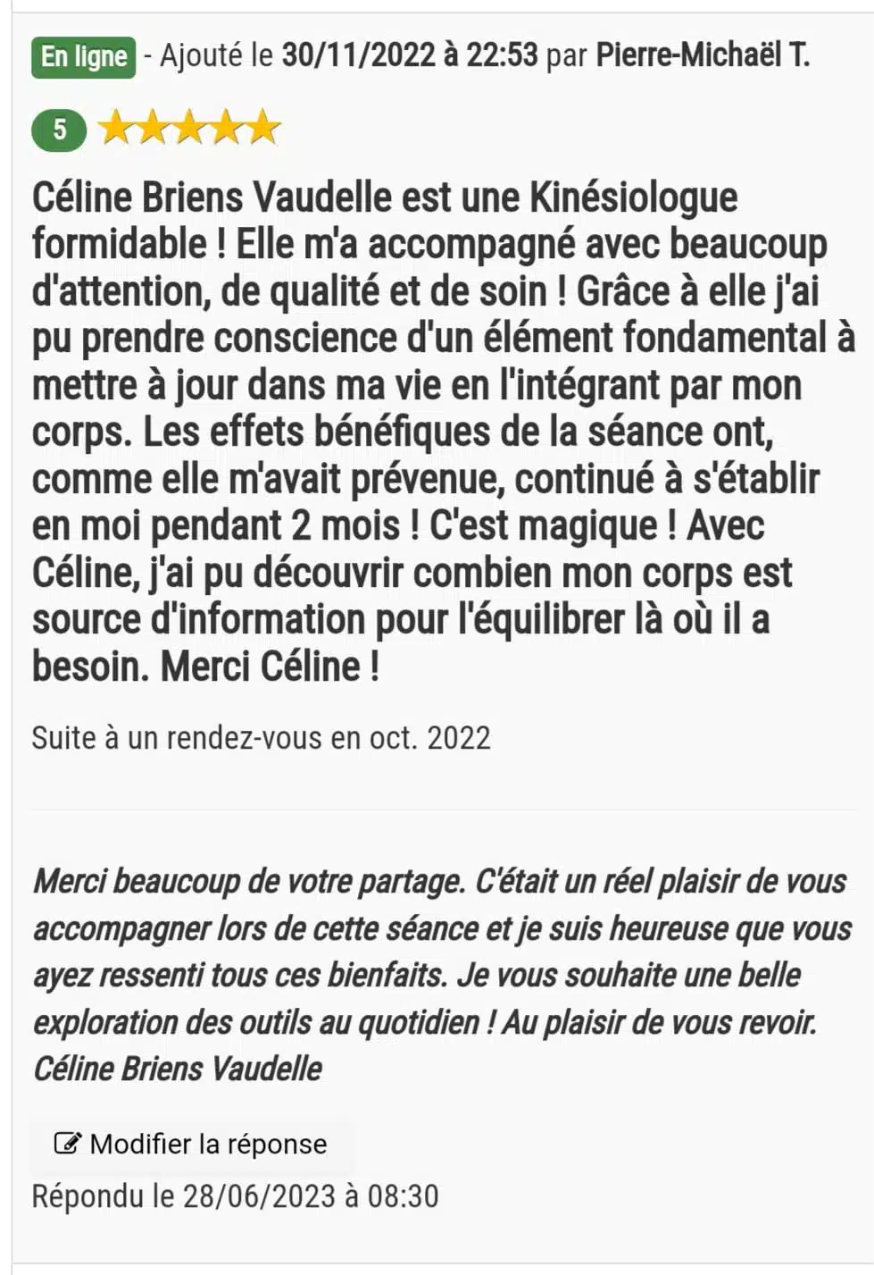 Photo numéro 3 de la galerie de Celine Briens : Kinésiologue à Semoy. Prendre RDV
